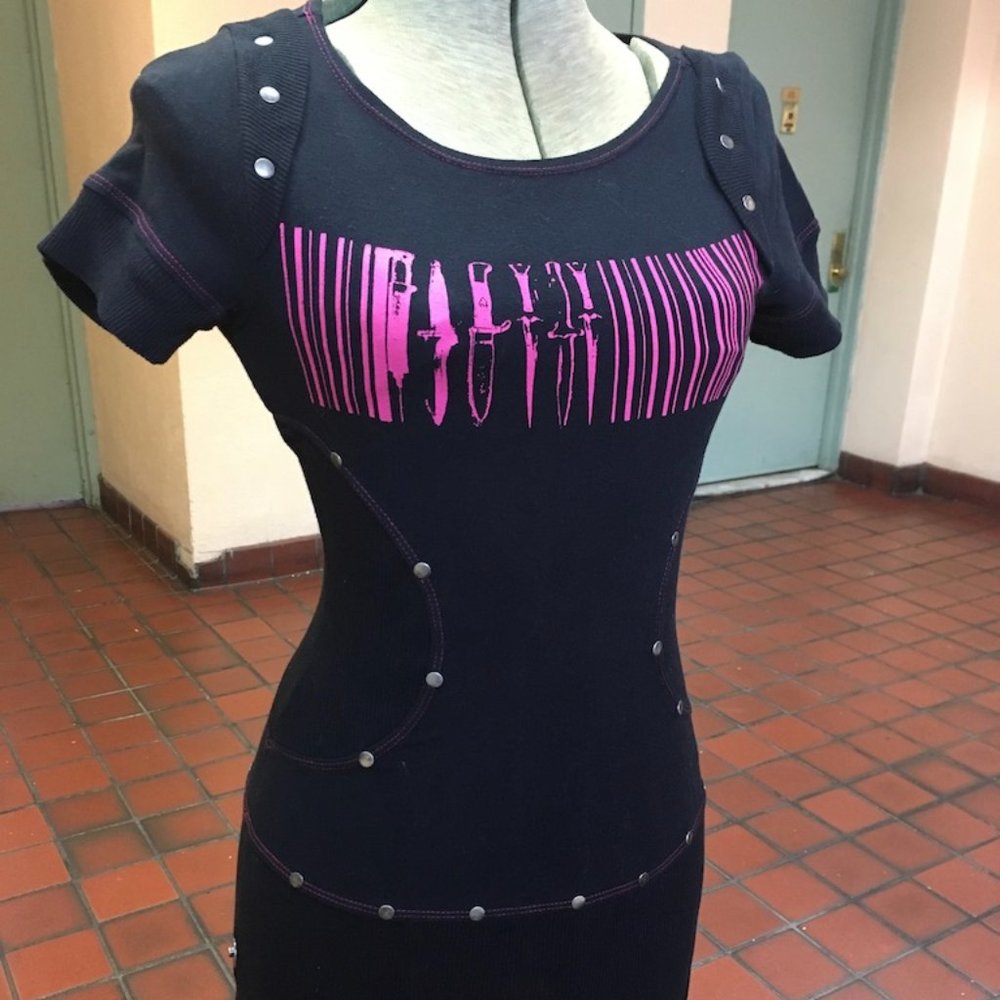 LIP SERVICE T-SHIRT KNIFE BARCODE DRESS SIZE S